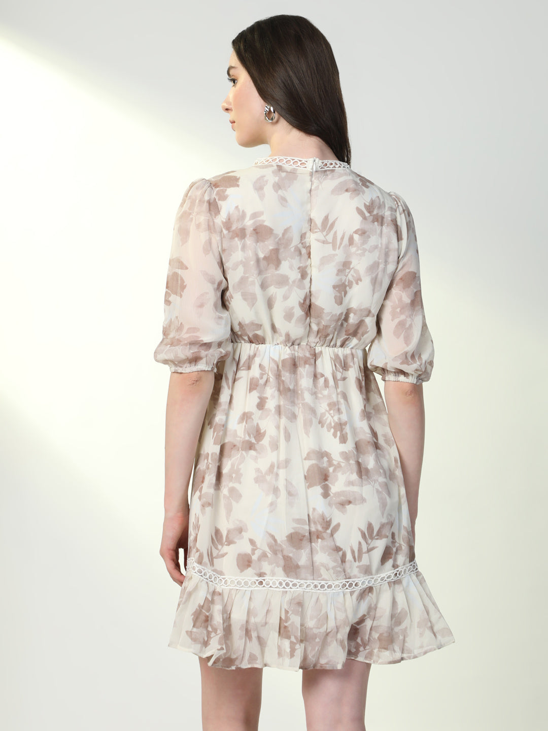 Women Floral Off White A-Line Dress