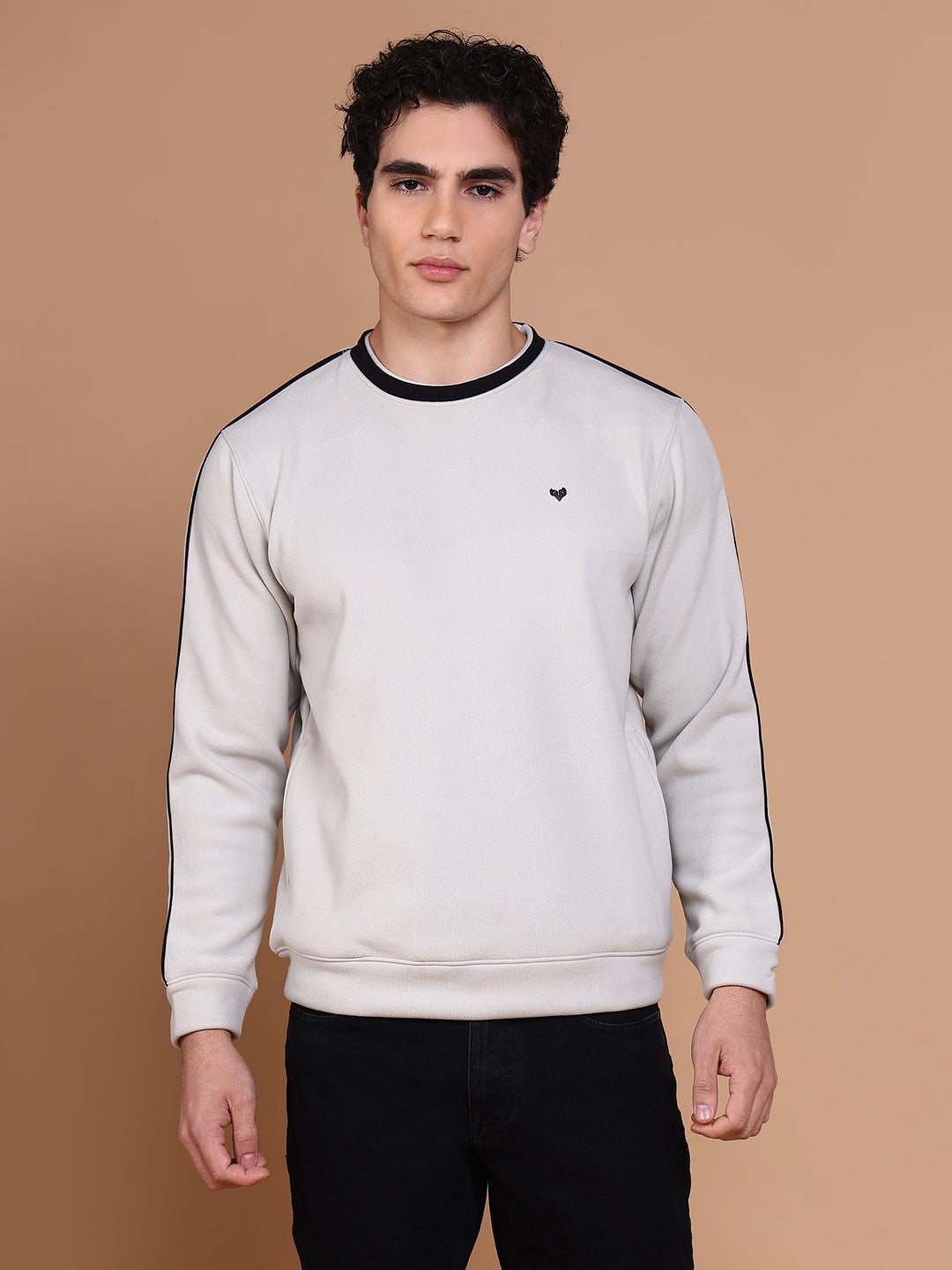 Men Grey Solid Sweatshirt