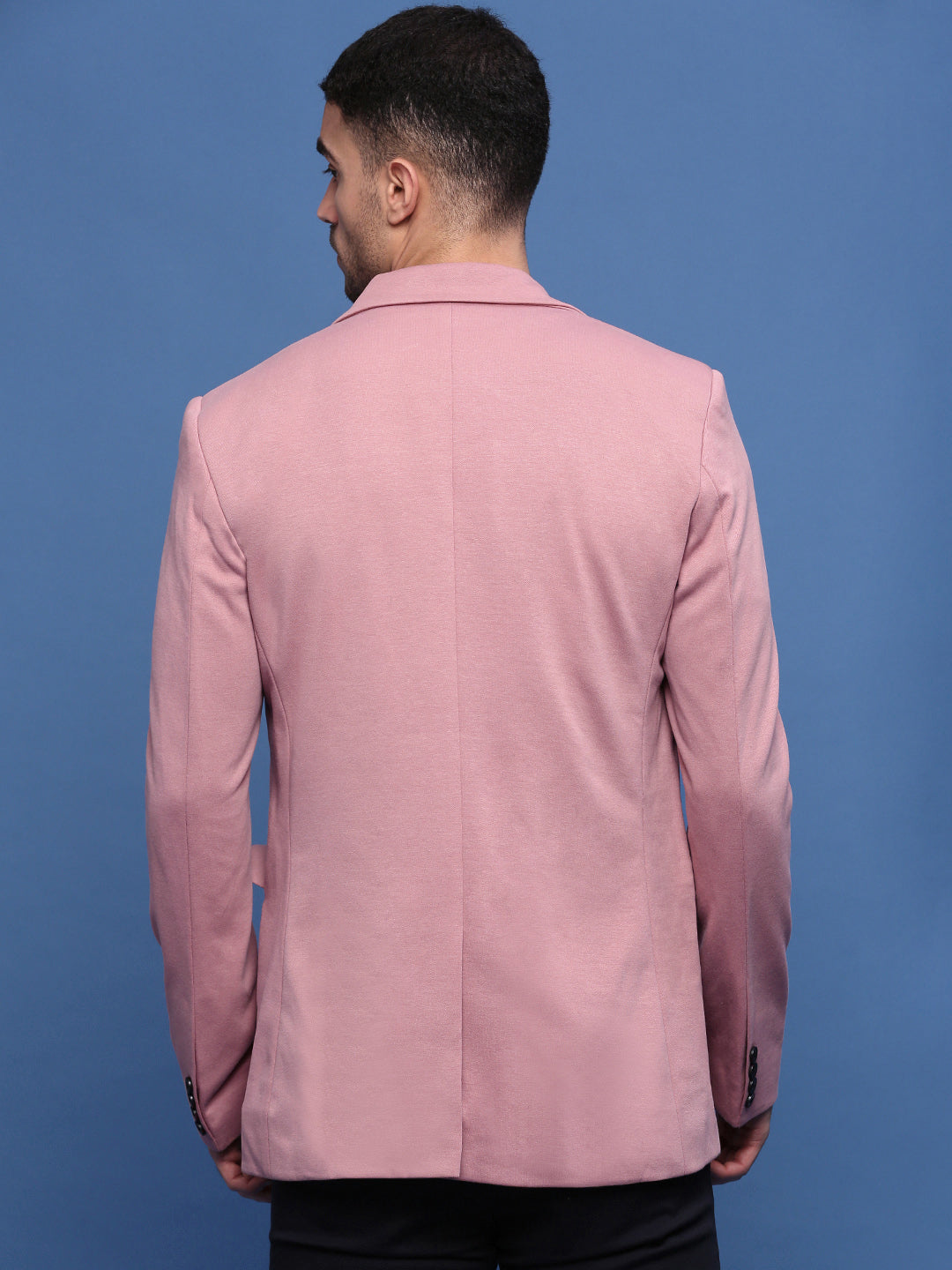 Men Peach Slim Fit Single Breasted Blazer