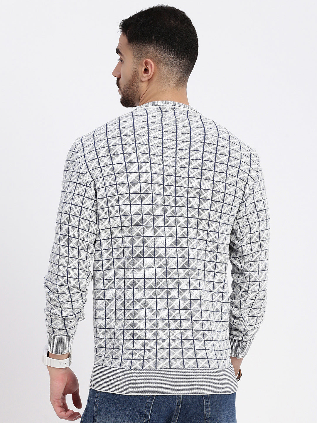 Men Grey Printed Sweater