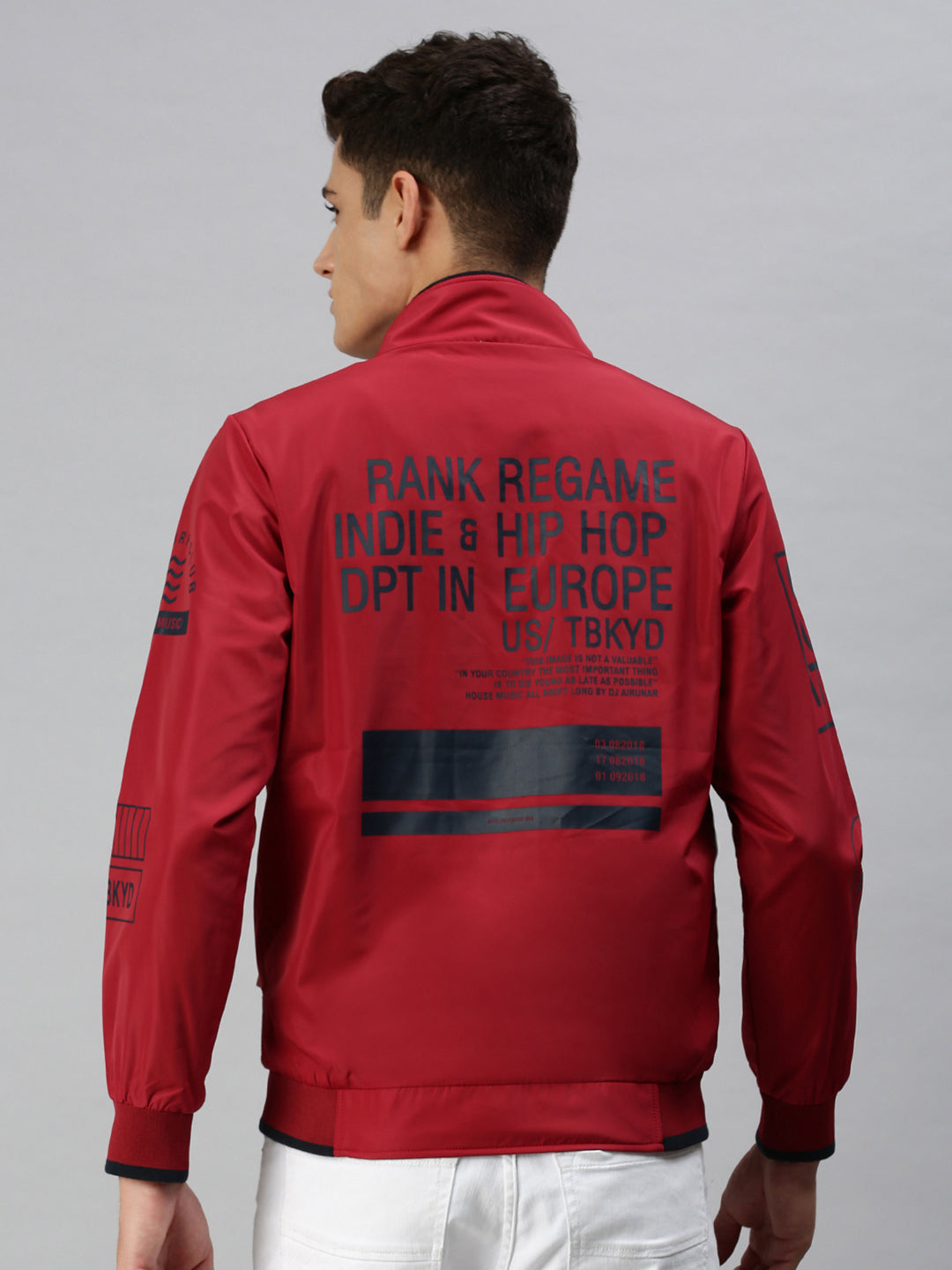 Men Printed Red Sporty Jacket