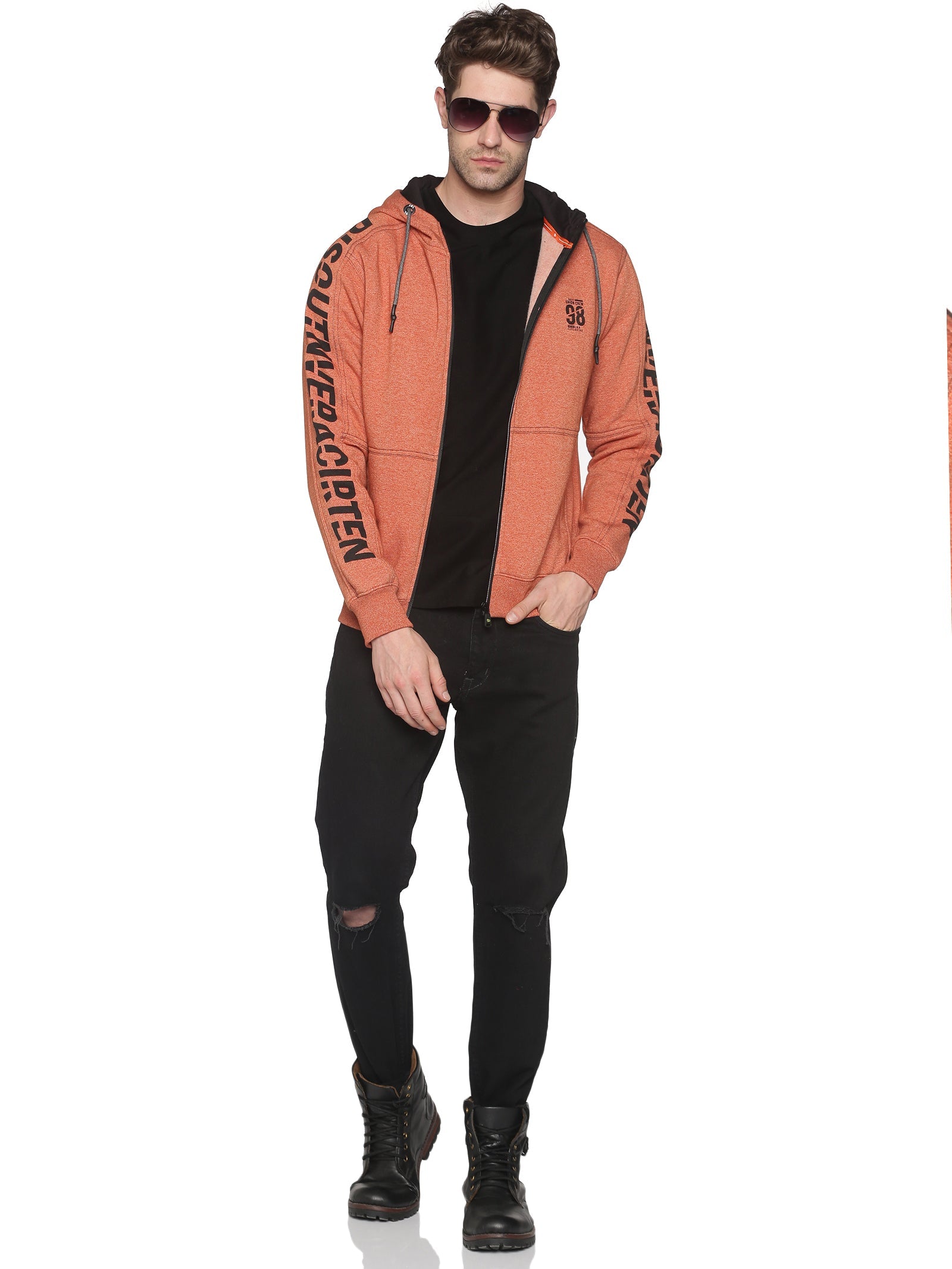 Men Printed Rust Sweatshirt