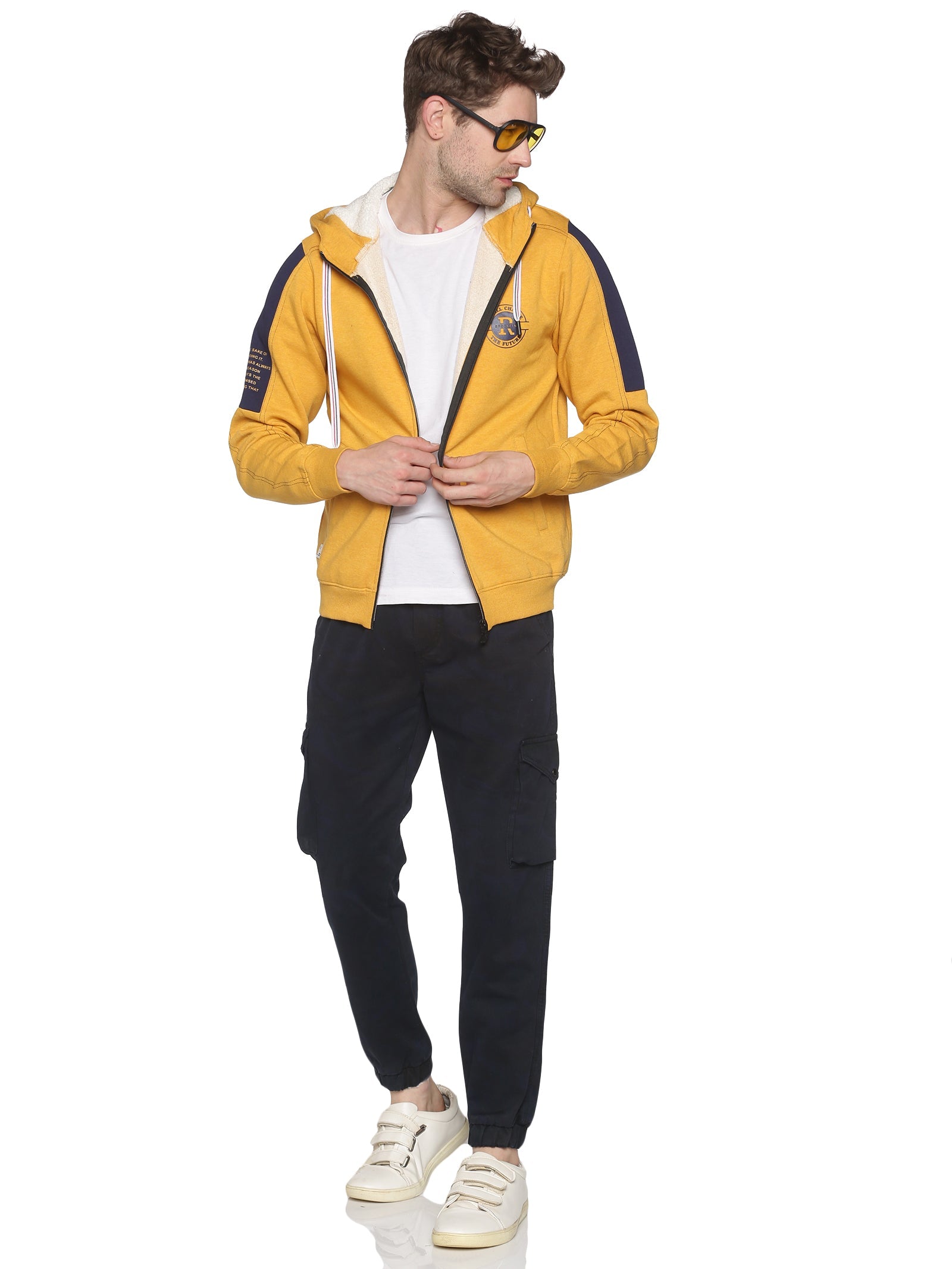 Men Solid Yellow Sweatshirt