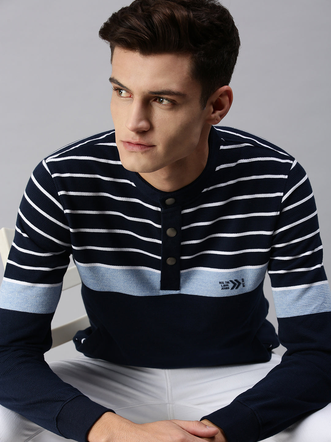 Men Solid Blue Pullover