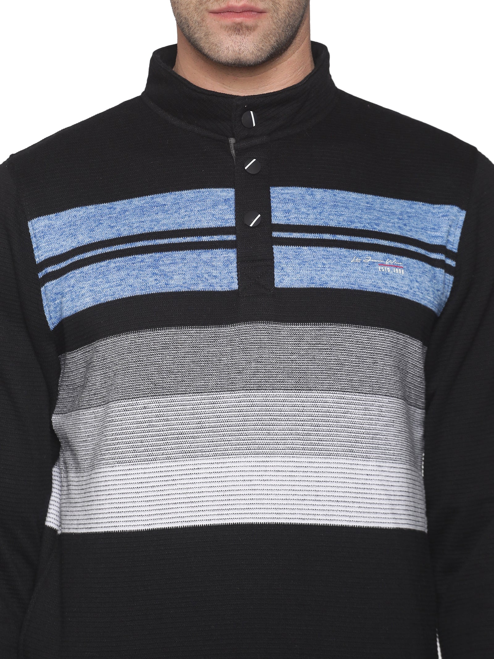 Men Striped Black Sweatshirt