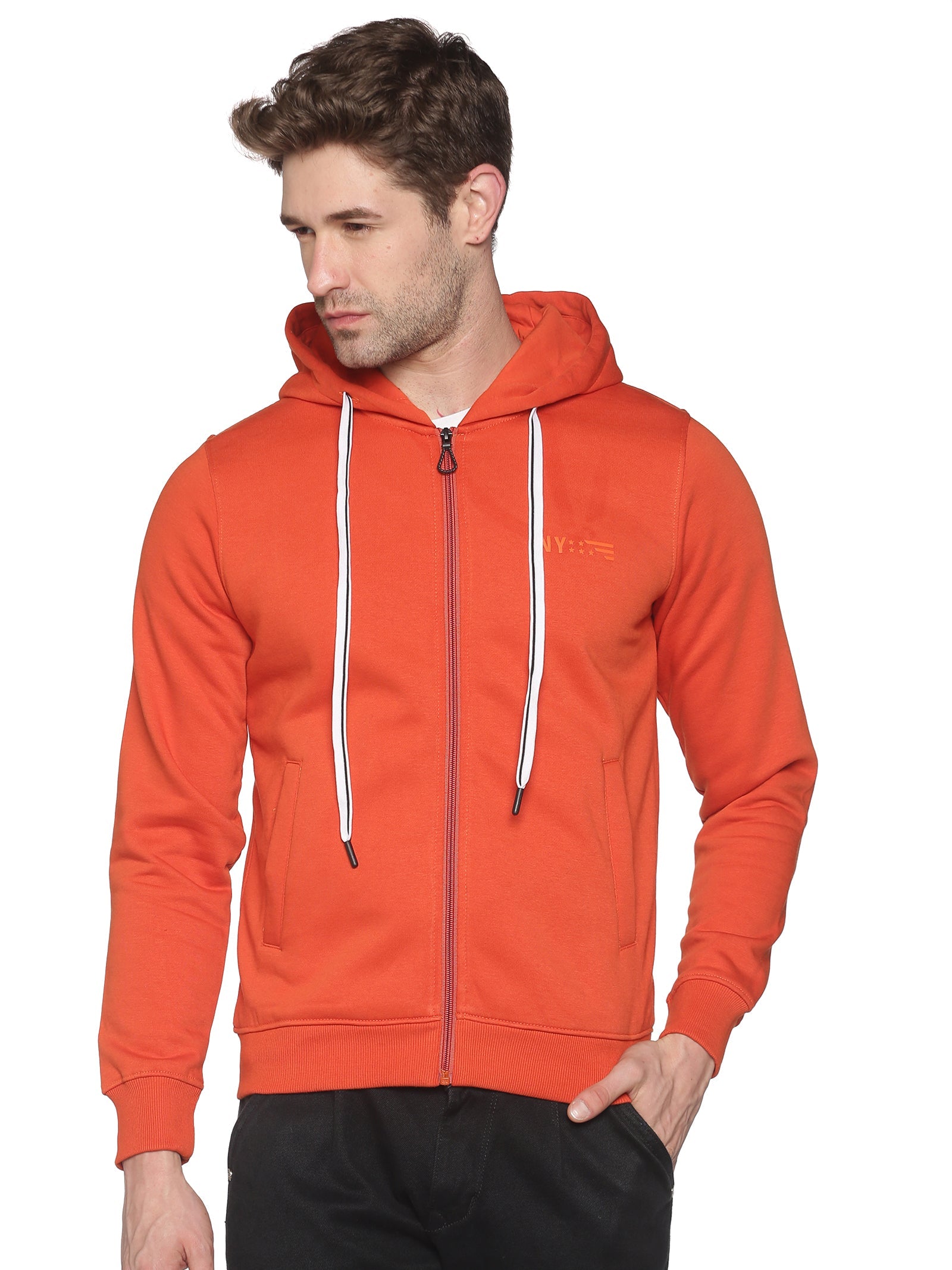 Men Solid Orange Sweatshirt