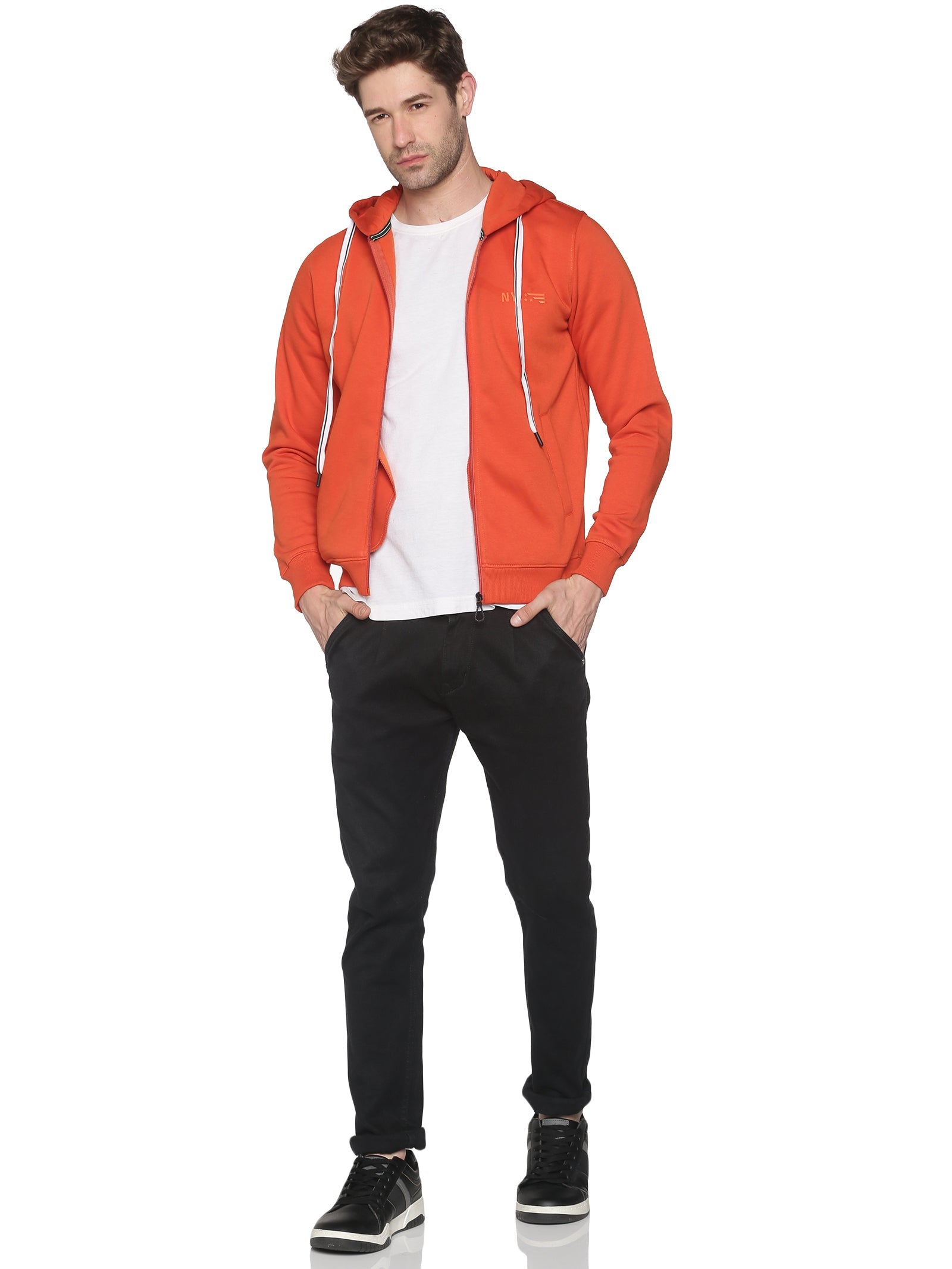 Men Solid Orange Sweatshirt