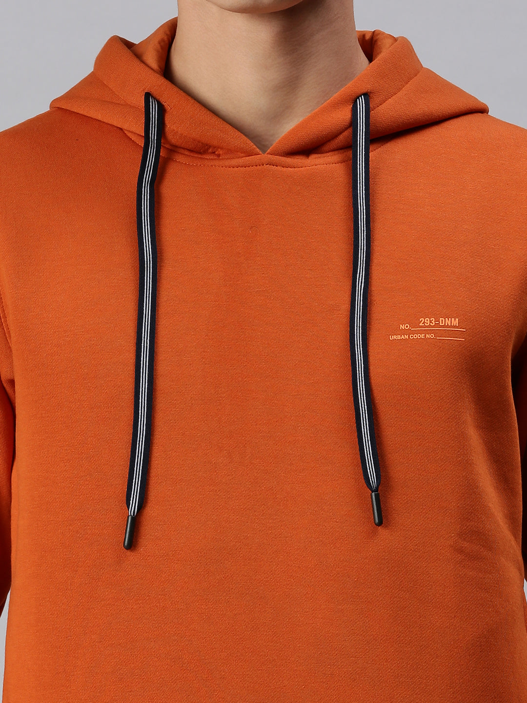 Men Hooded Solid Orange Sweatshirt