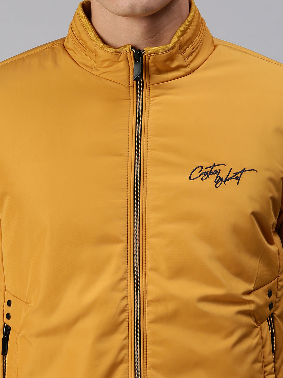 Men Solid Yellow Sporty Jacket