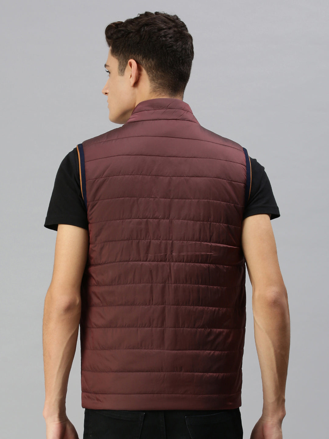 Men Solid Maroon Padded Jacket