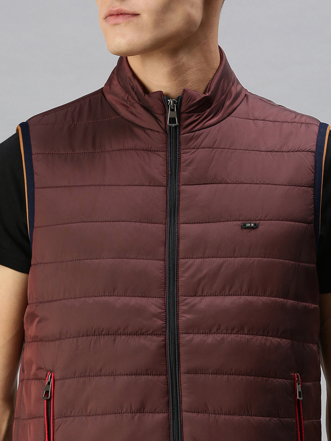 Men Solid Maroon Padded Jacket