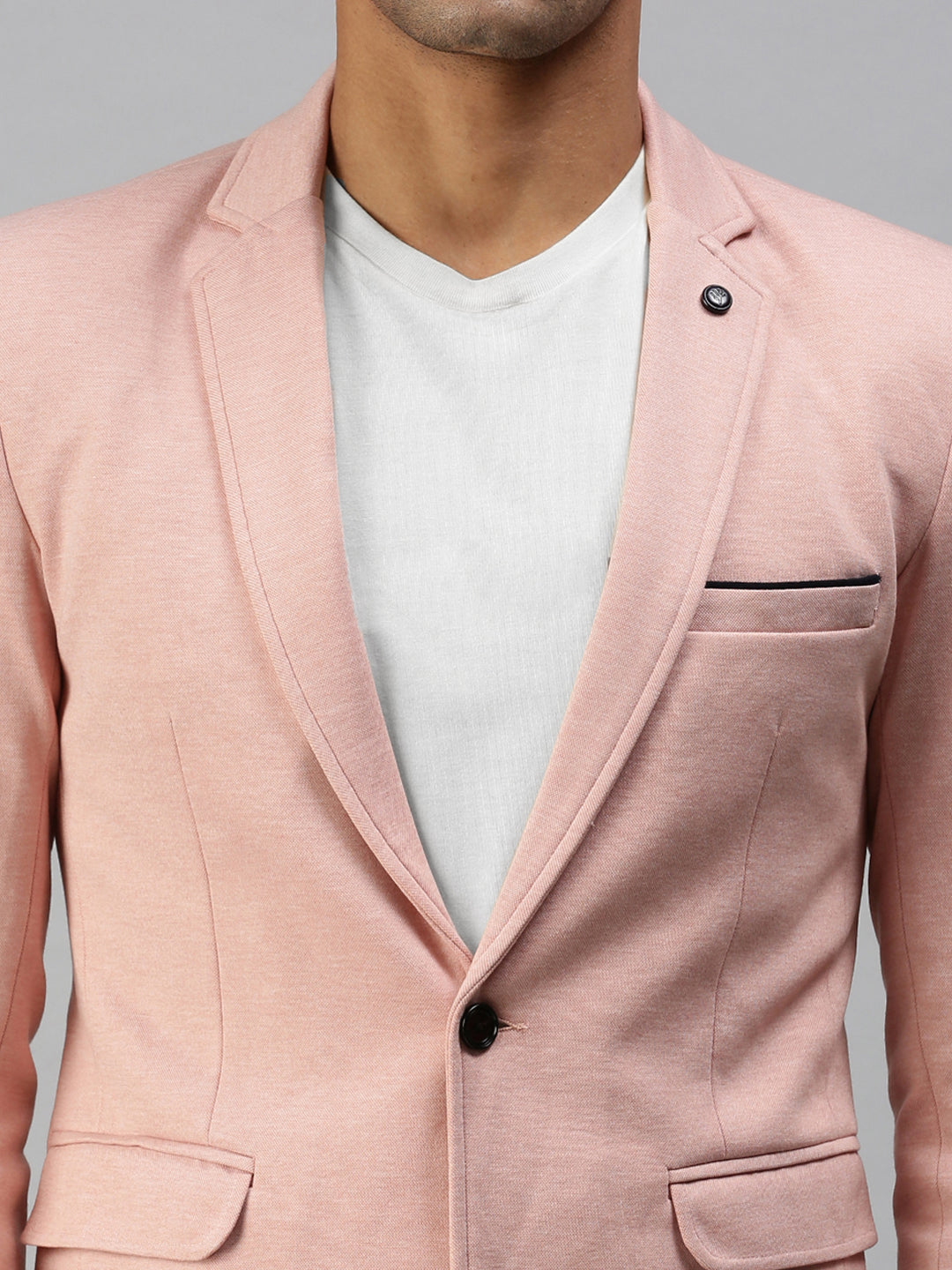 Men's Solid Pink Single Breasted Blazer