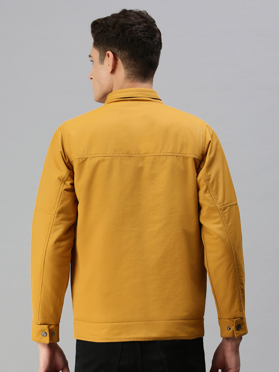 Men Solid Yellow Open Front Jacket