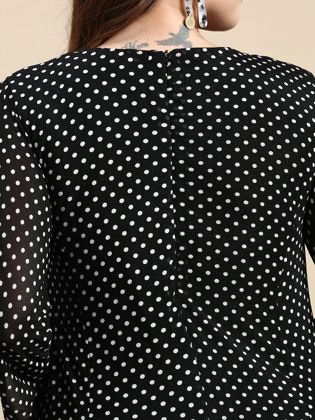 Women Black Polka Dots A-Line Dress