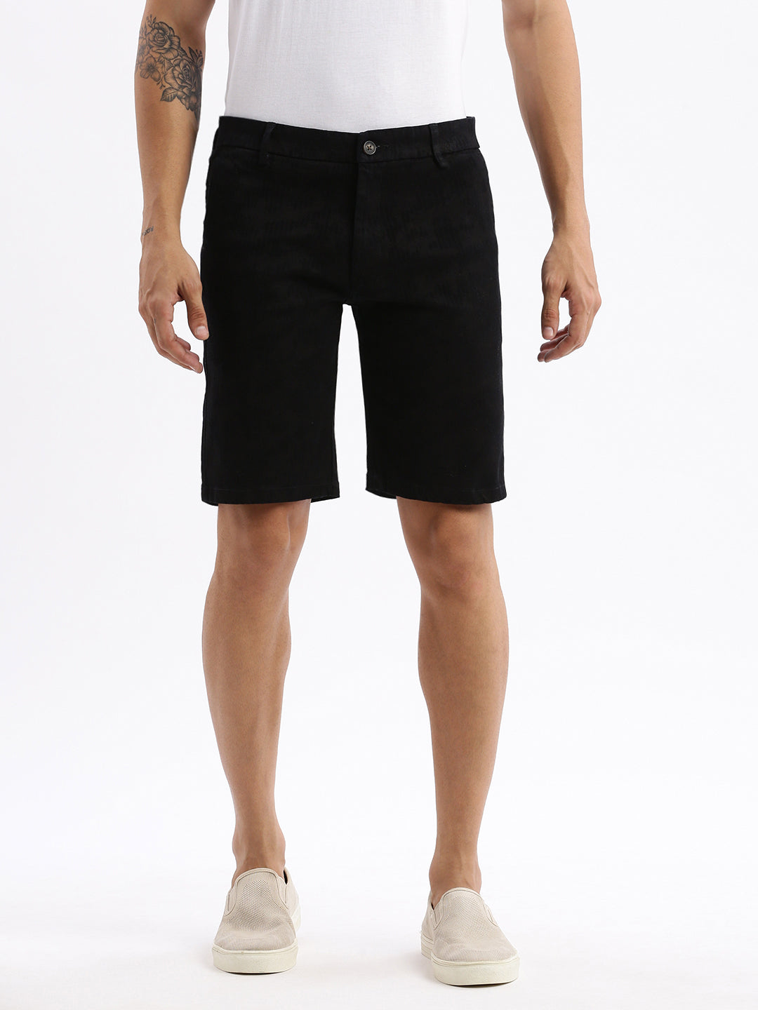 Men Abstract Brown Cotton Shorts
