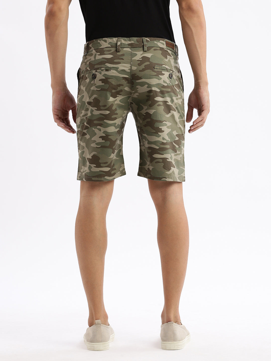 Men Camouflage Olive Cotton Shorts