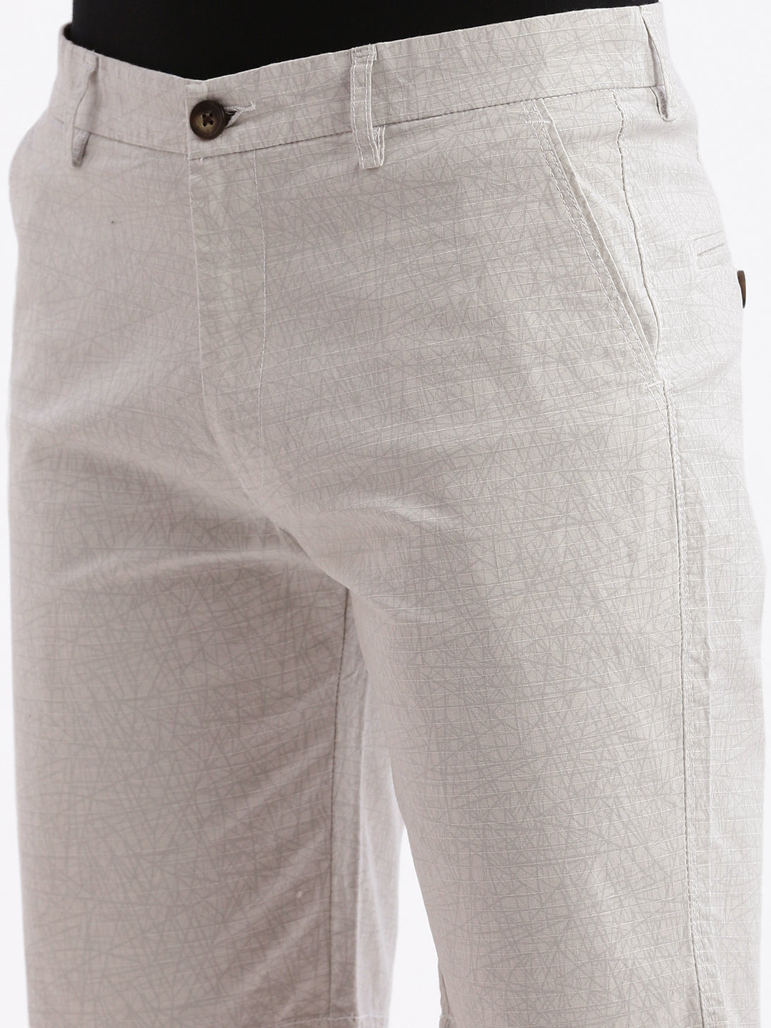 Men Abstract Grey Cotton Shorts