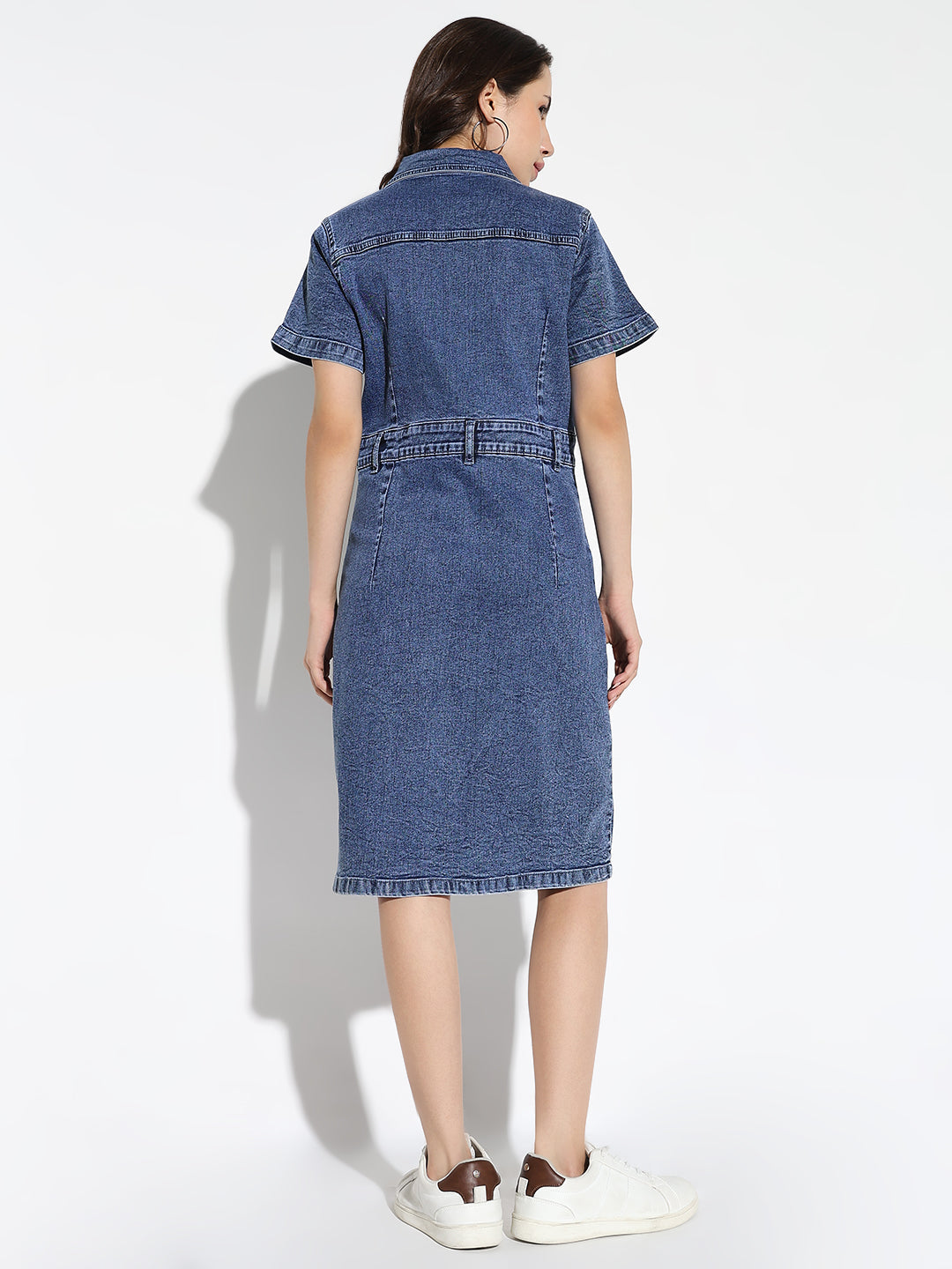 Women Solid Blue Shirt Dress