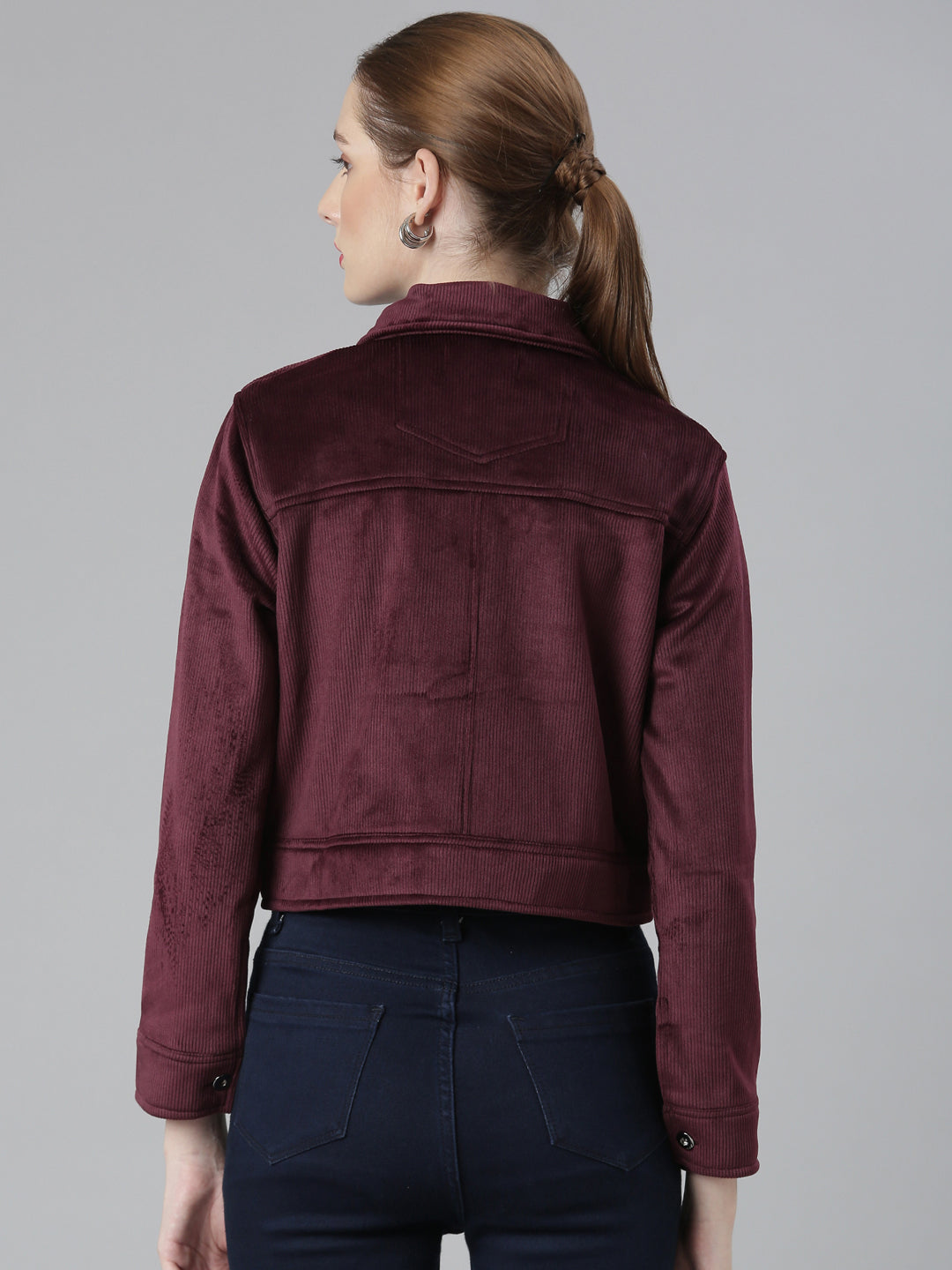 Women Magenta Solid Tailored Jacket