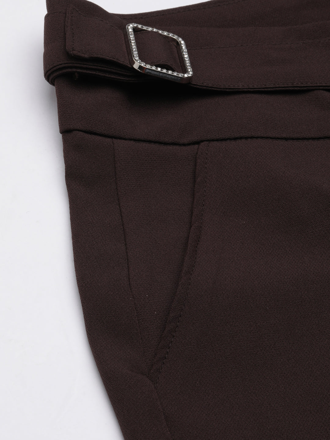 Women Brown Solid Parallel Trousers
