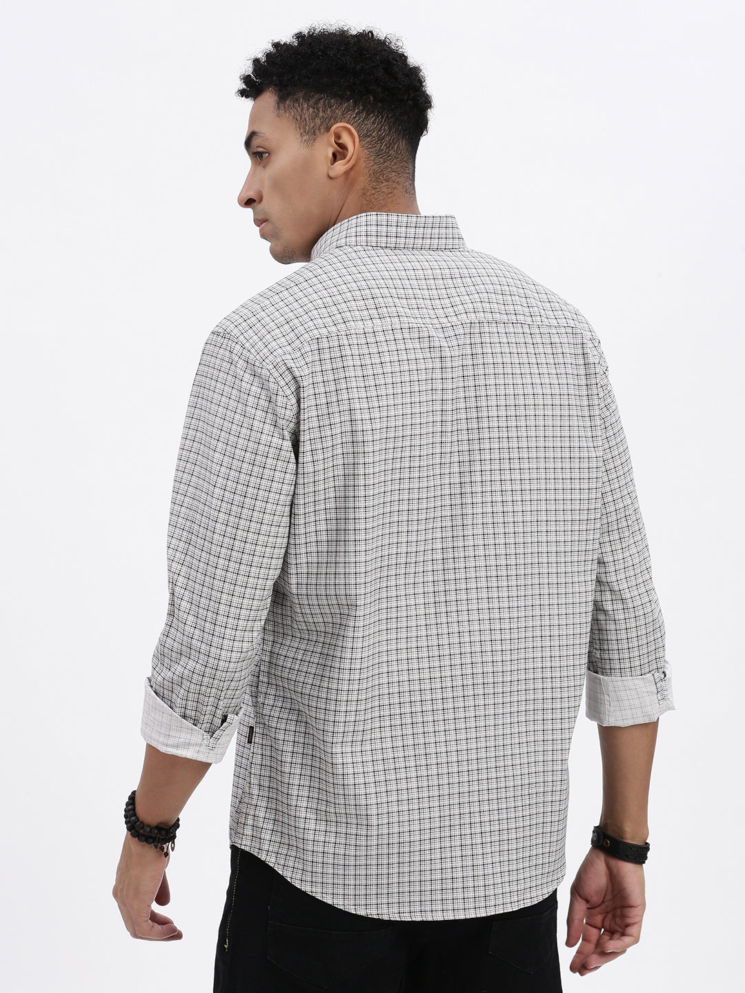 Men White Checked Slim Fit Shirt