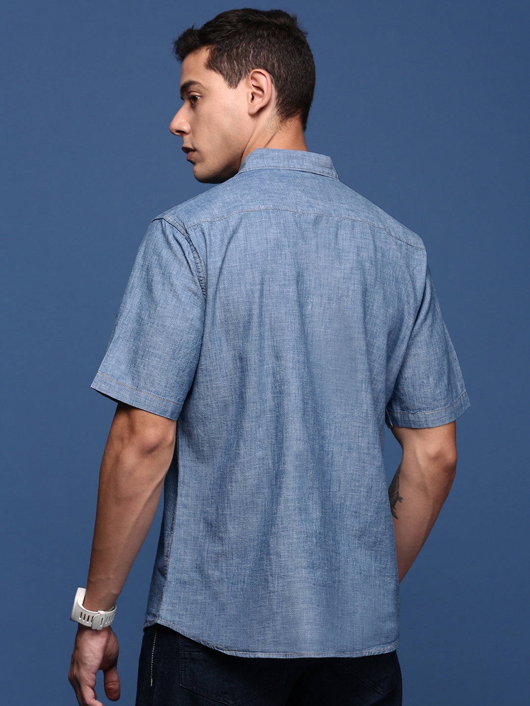 Men Solid Blue Slim Fit Shirt