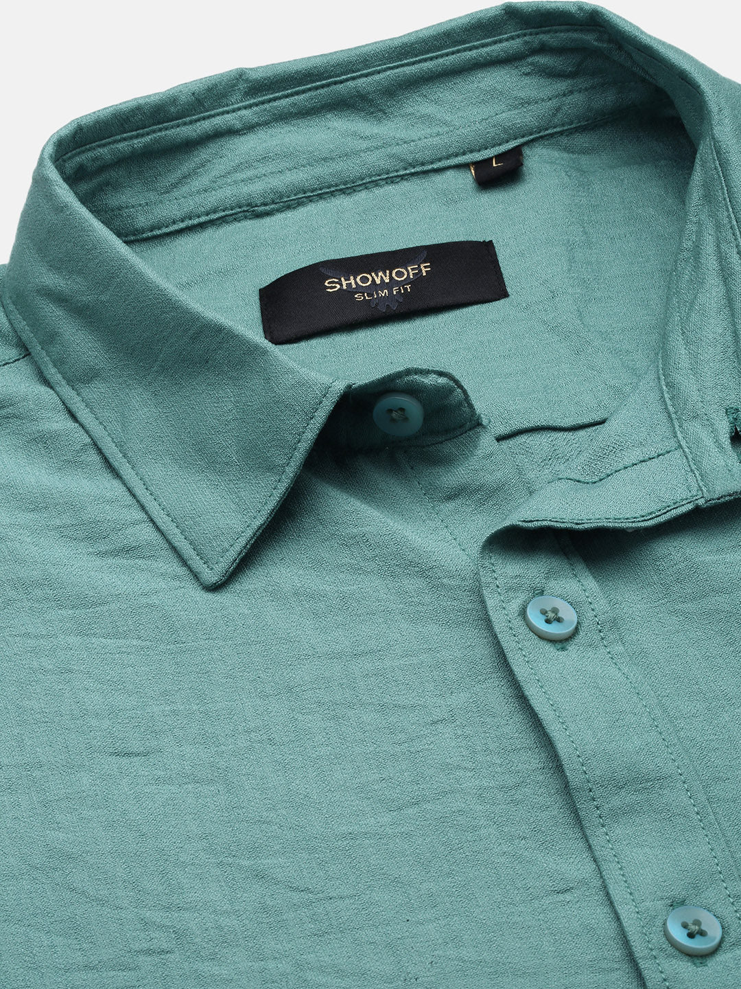 Men Solid Green Slim Fit Shirt