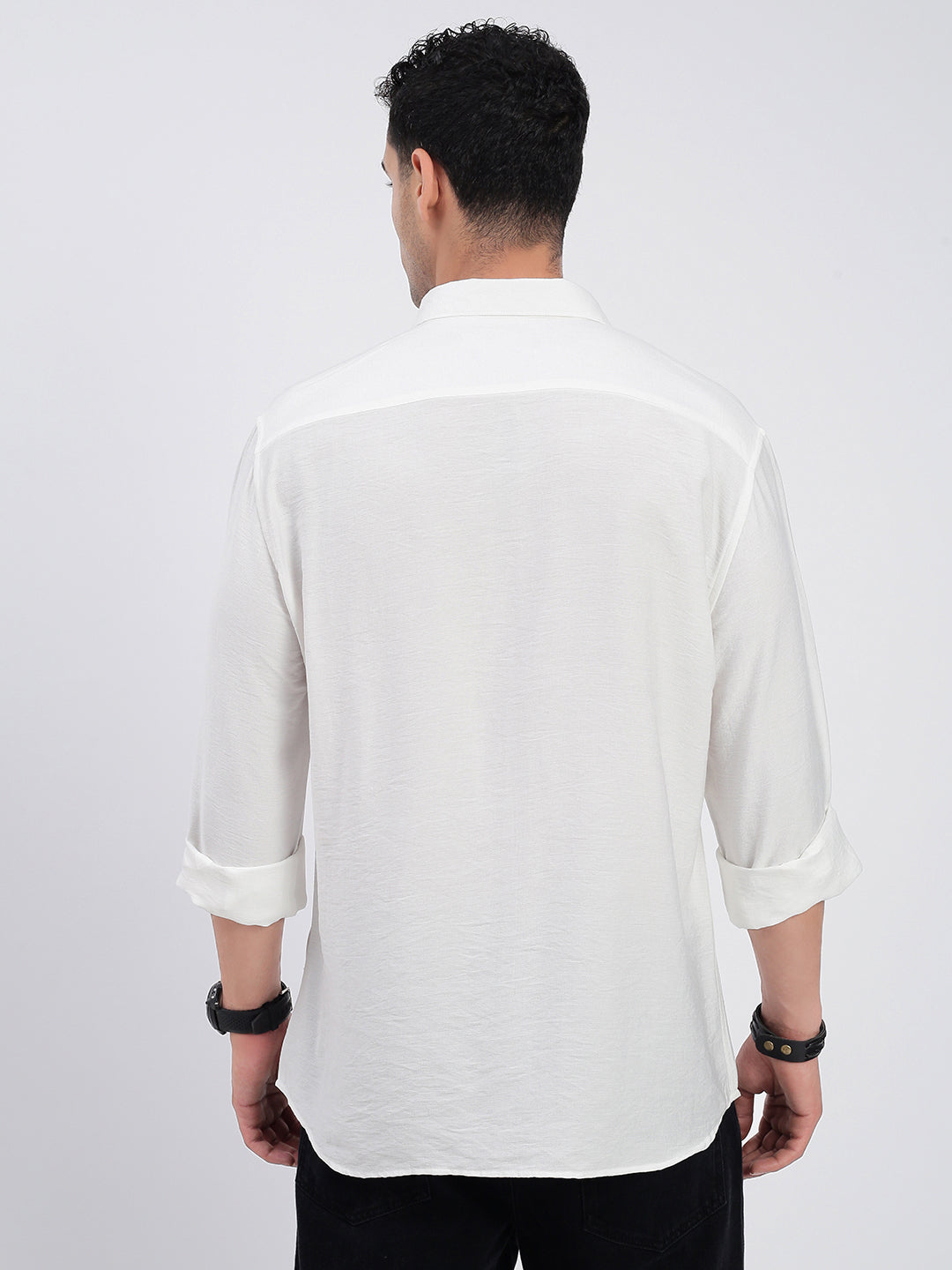 Men Solid White Slim Fit Shirt