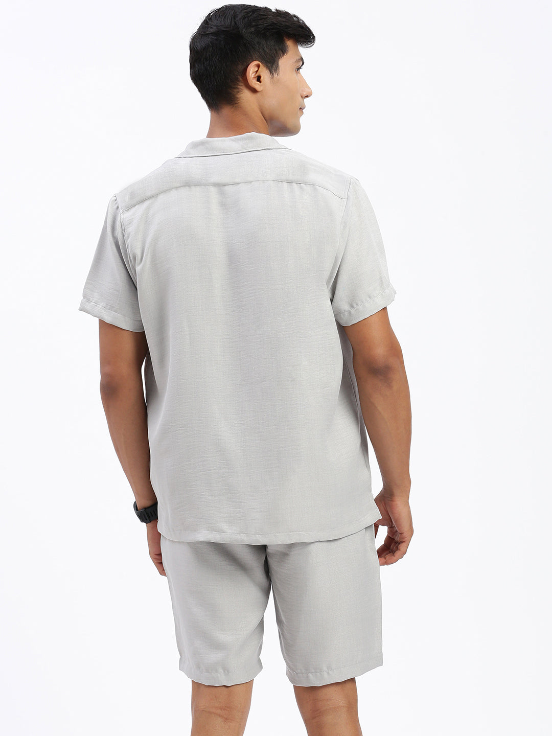 Men Solid Grey Co Ords Set