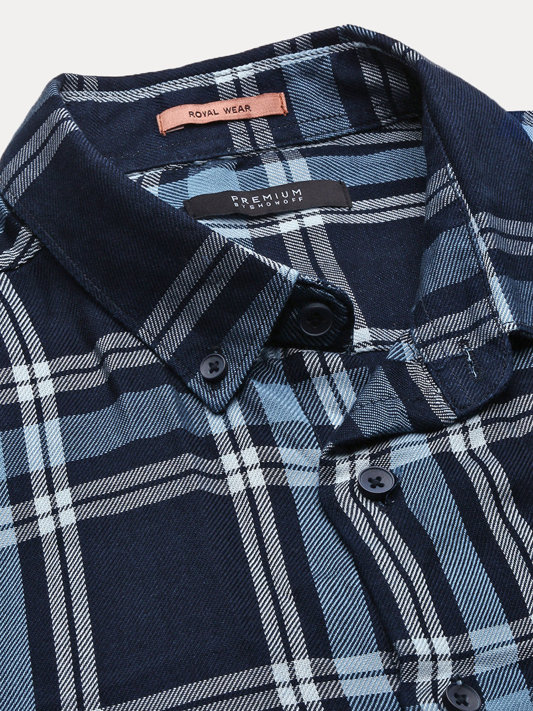 Men Checked Navy Blue Slim Fit Shirt