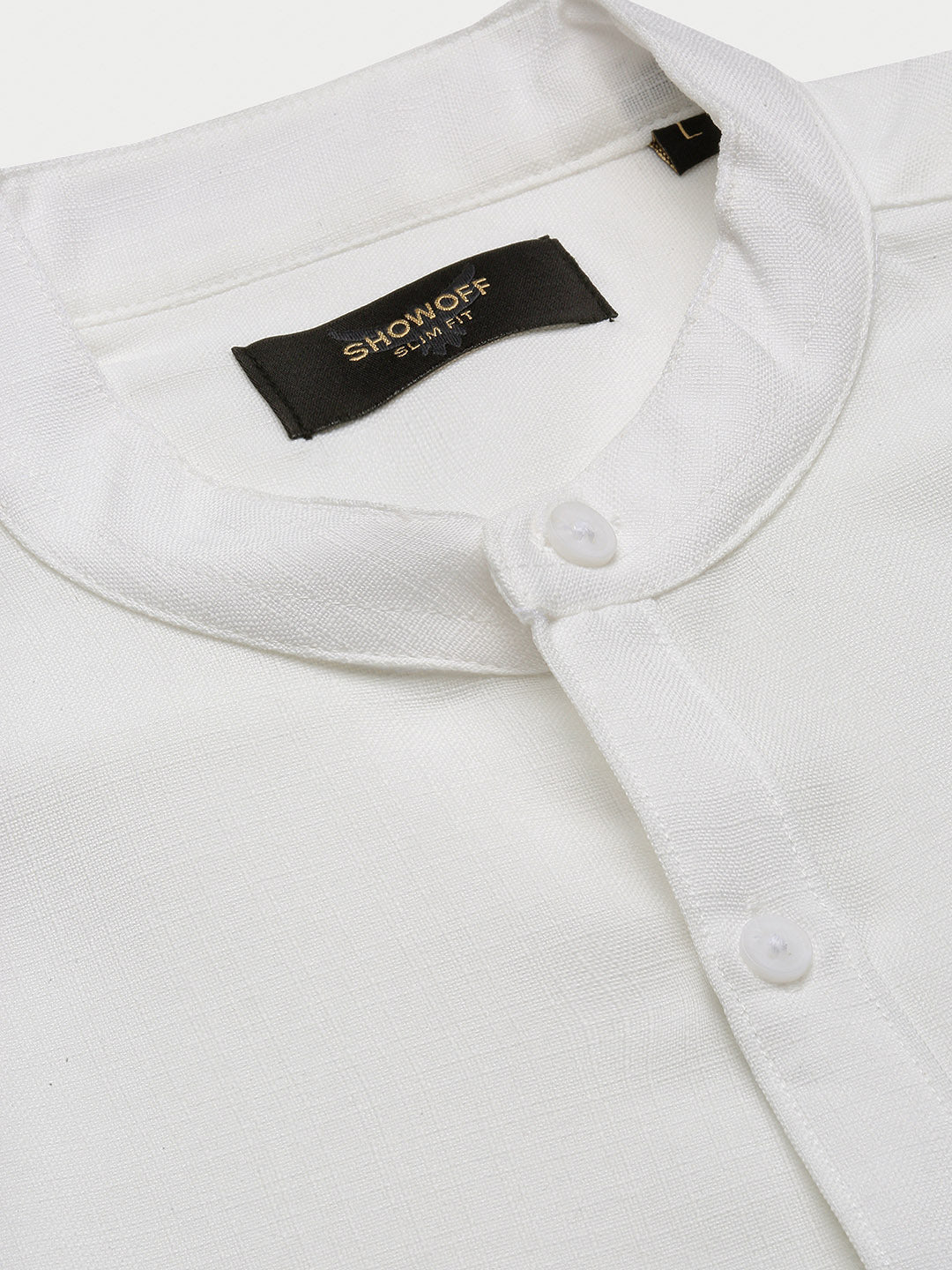 Men White Solid Slim Fit Shirt