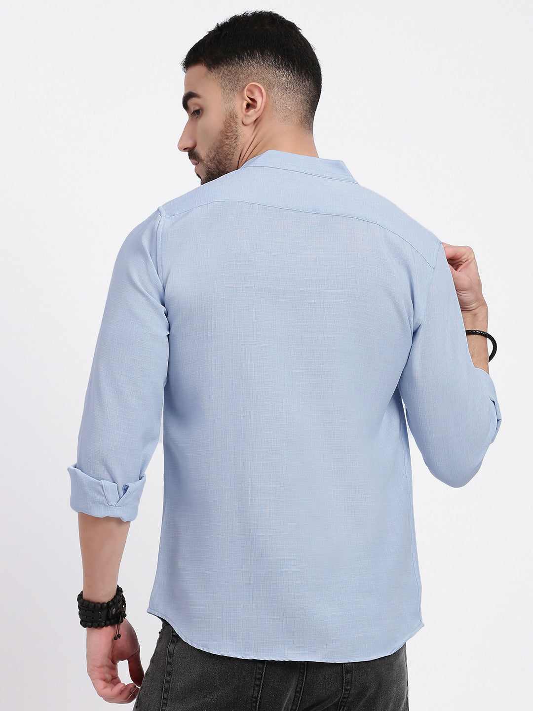 Men Blue Solid Slim Fit Shirt