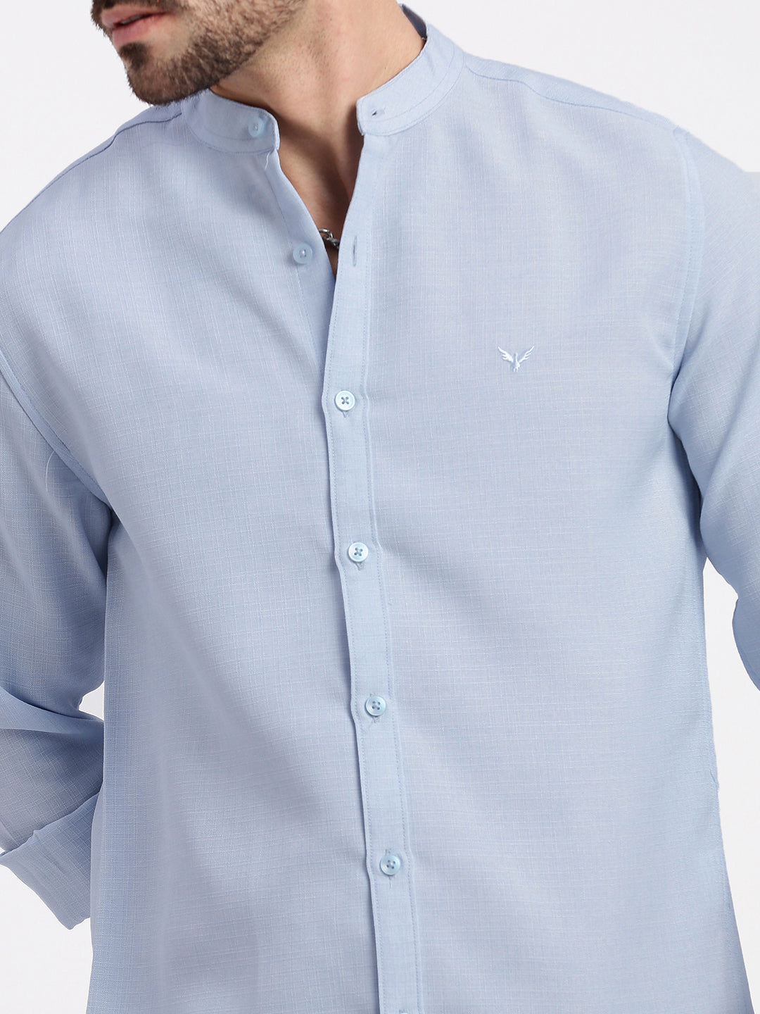 Men Blue Solid Slim Fit Shirt