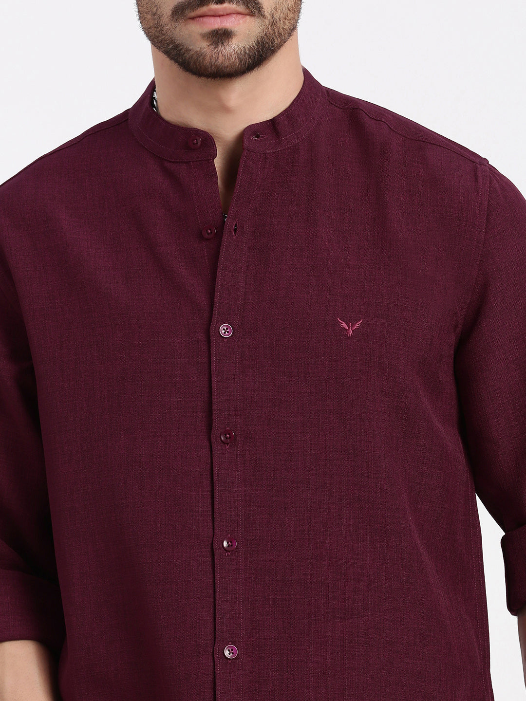 Men Maroon Solid Slim Fit Shirt