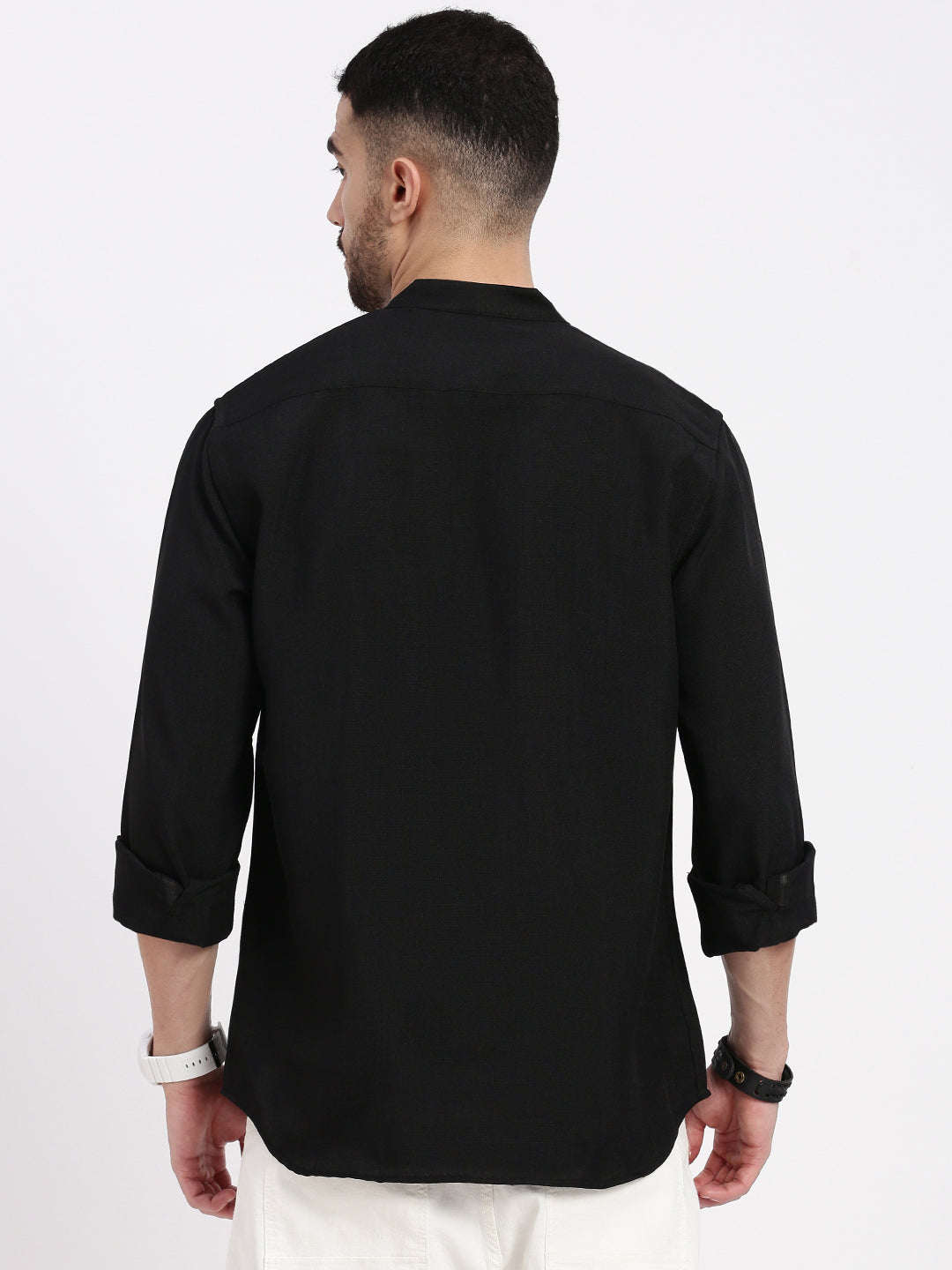 Men Black Solid Slim Fit Shirt