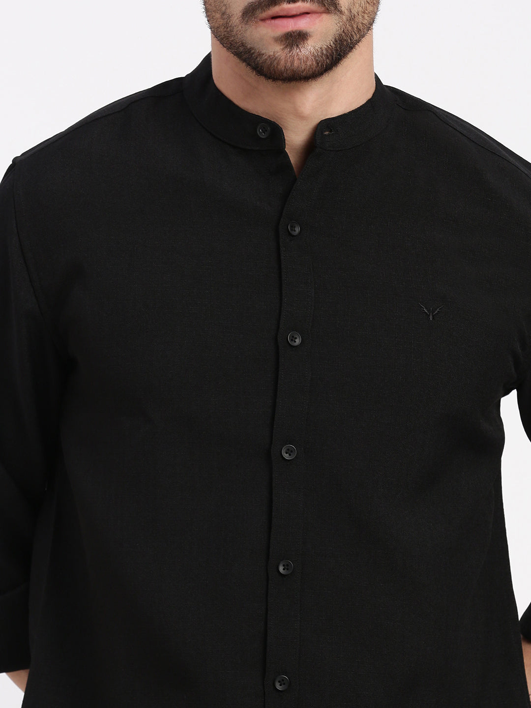 Men Black Solid Slim Fit Shirt