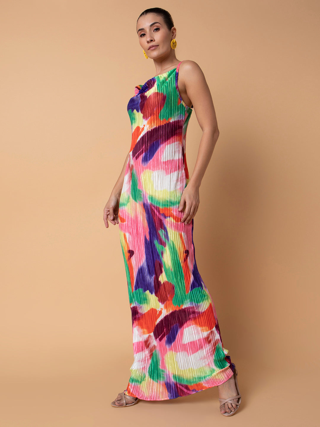 Women Maxi Abstract Multi Bodycon Dress