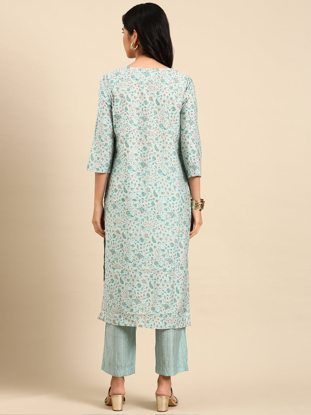 Women Paisley Blue Straight Kurta Set