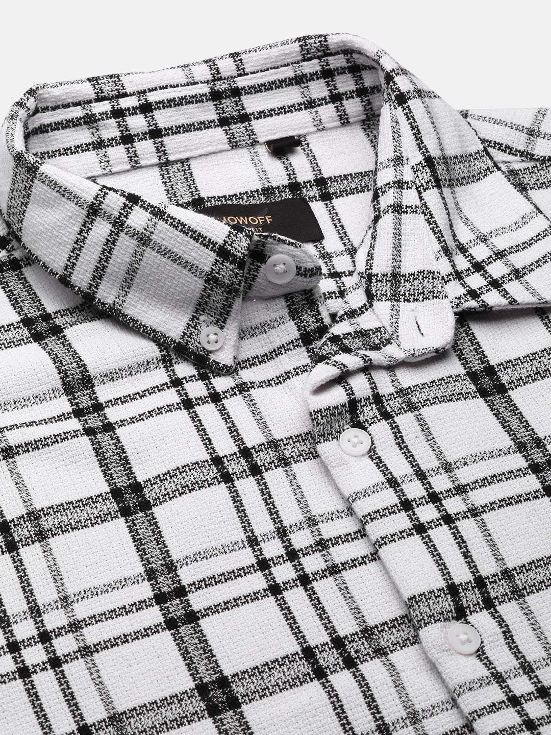 Men White Checked Slim Fit Shirt