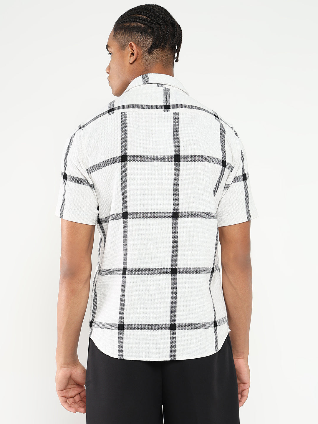 Men White Checked Slim Fit Shirt