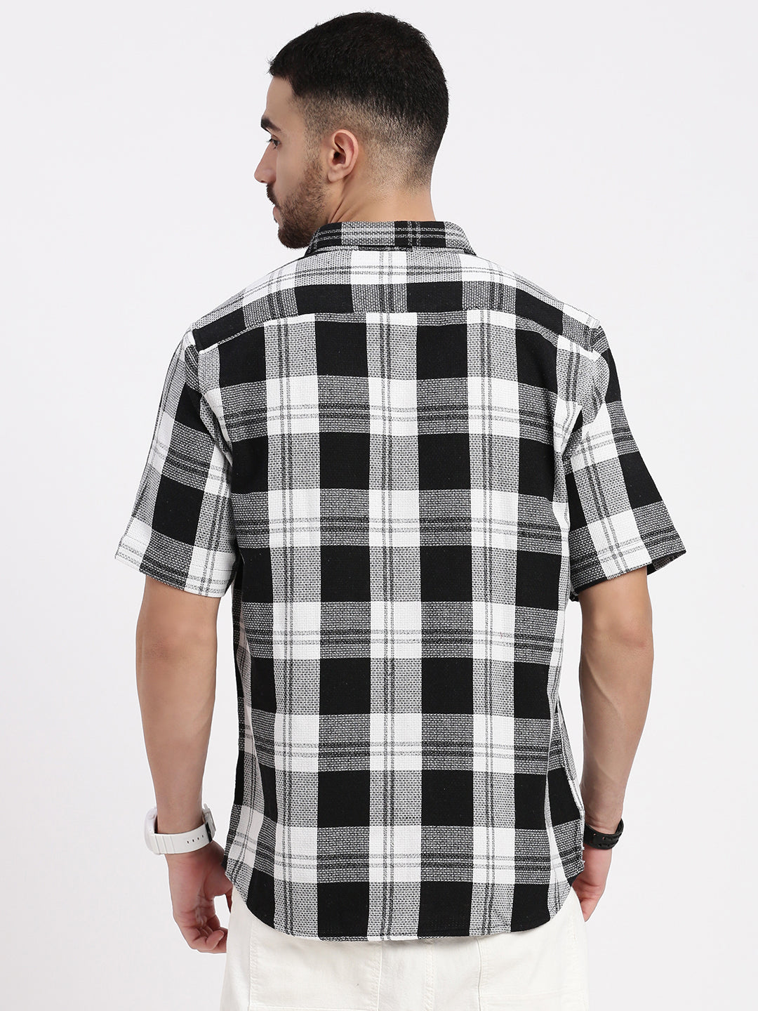 Men Black Checked Slim Fit Shirt