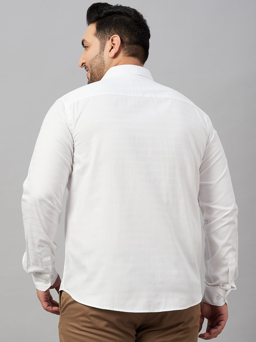 Men Self Design White Smart Shirt