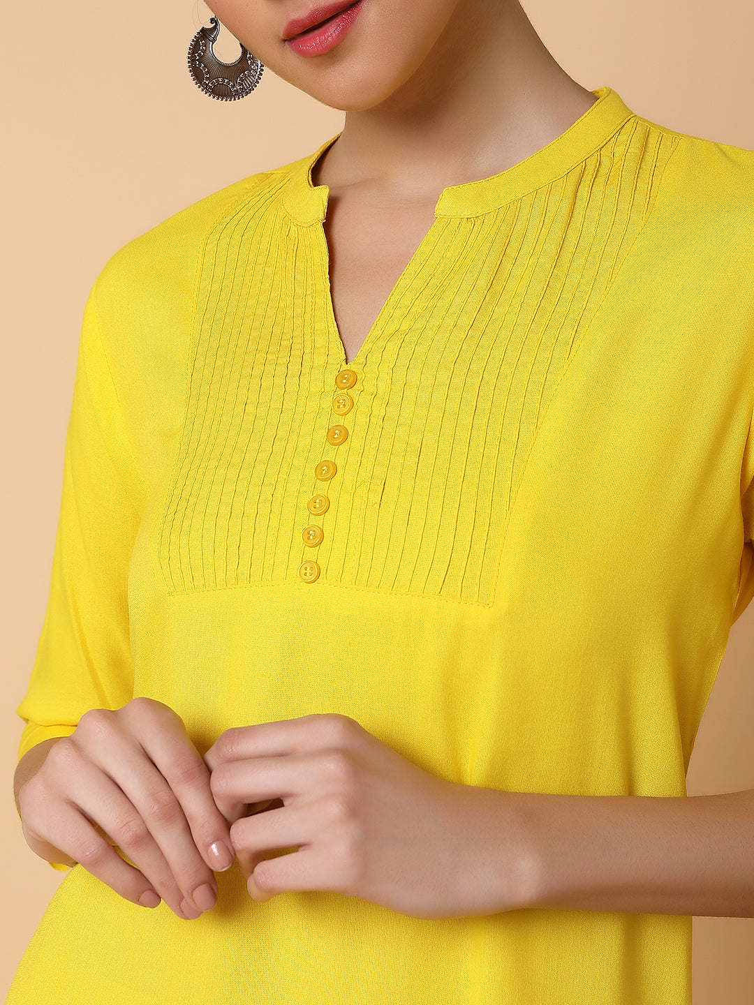 Women Straight Yellow Solid Kurta