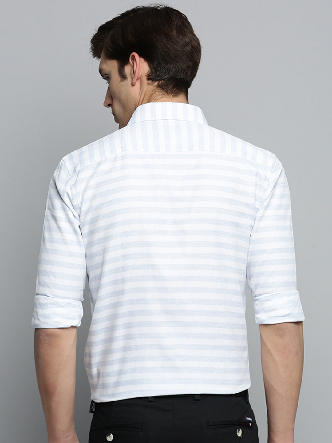 Men Spread Collar Self Design Off White Shirt