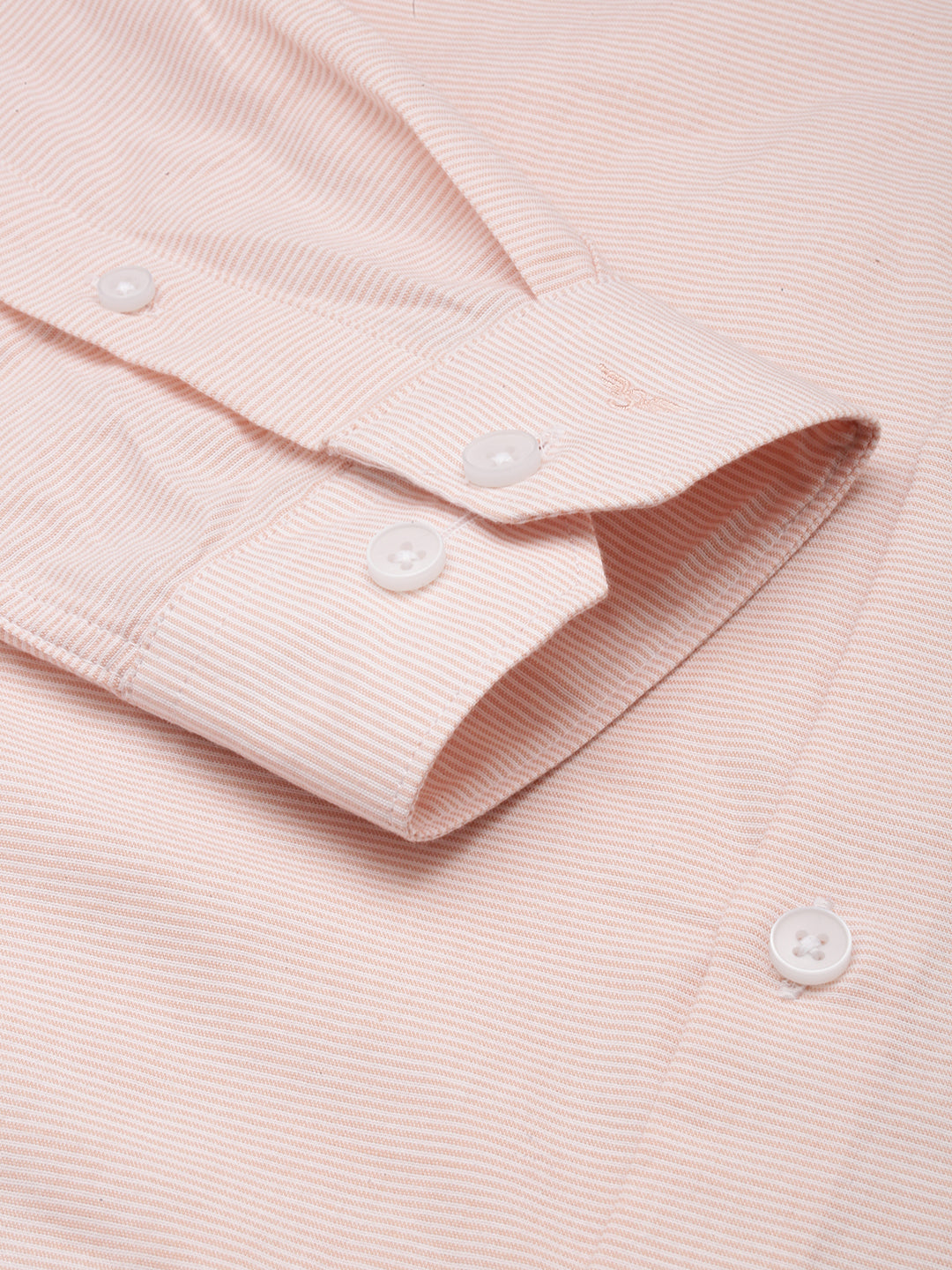 Men Spread Collar Striped Peach Shirt