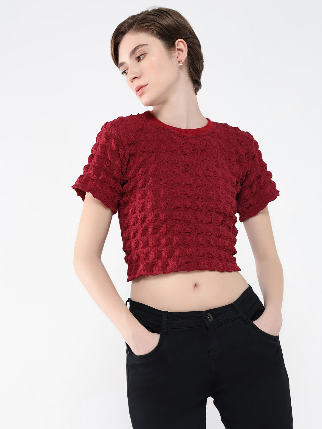 Women Solid Red Top