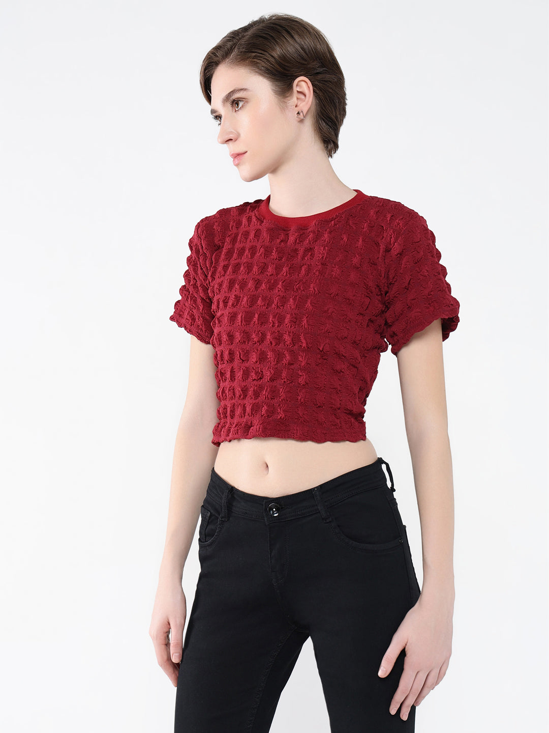 Women Solid Red Top