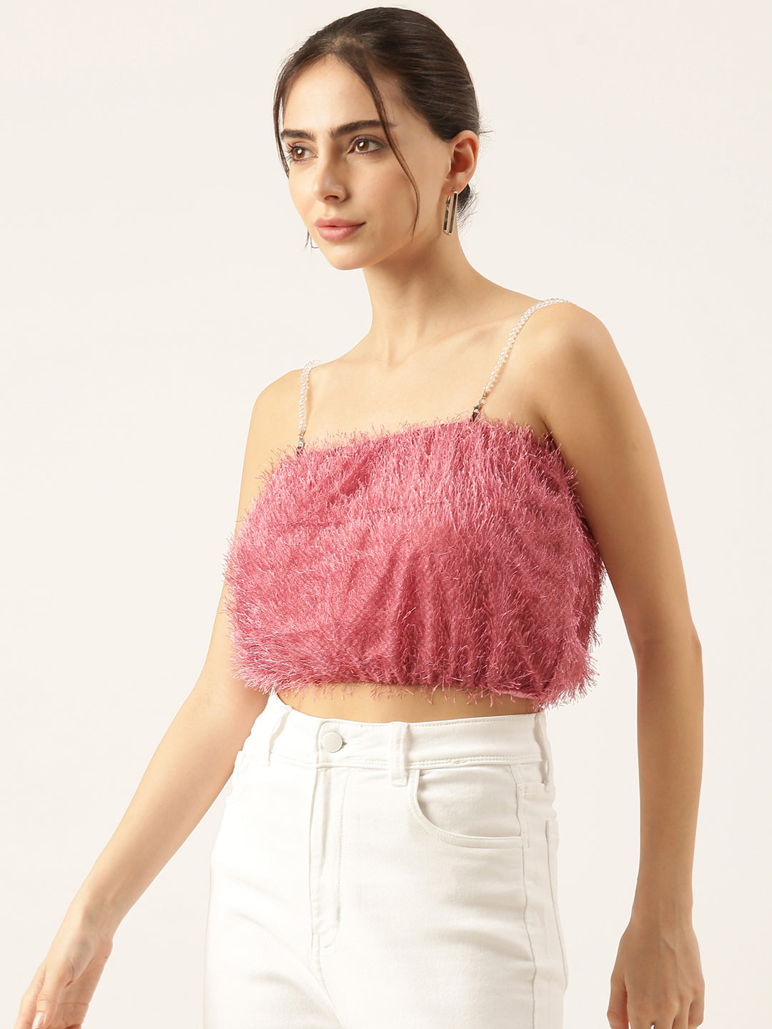 Women Solid Mauve Tube Crop Top