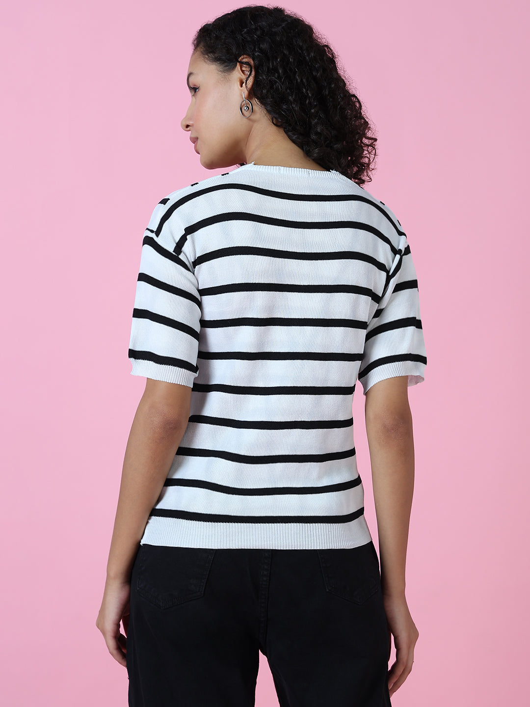 Women White Striped Top