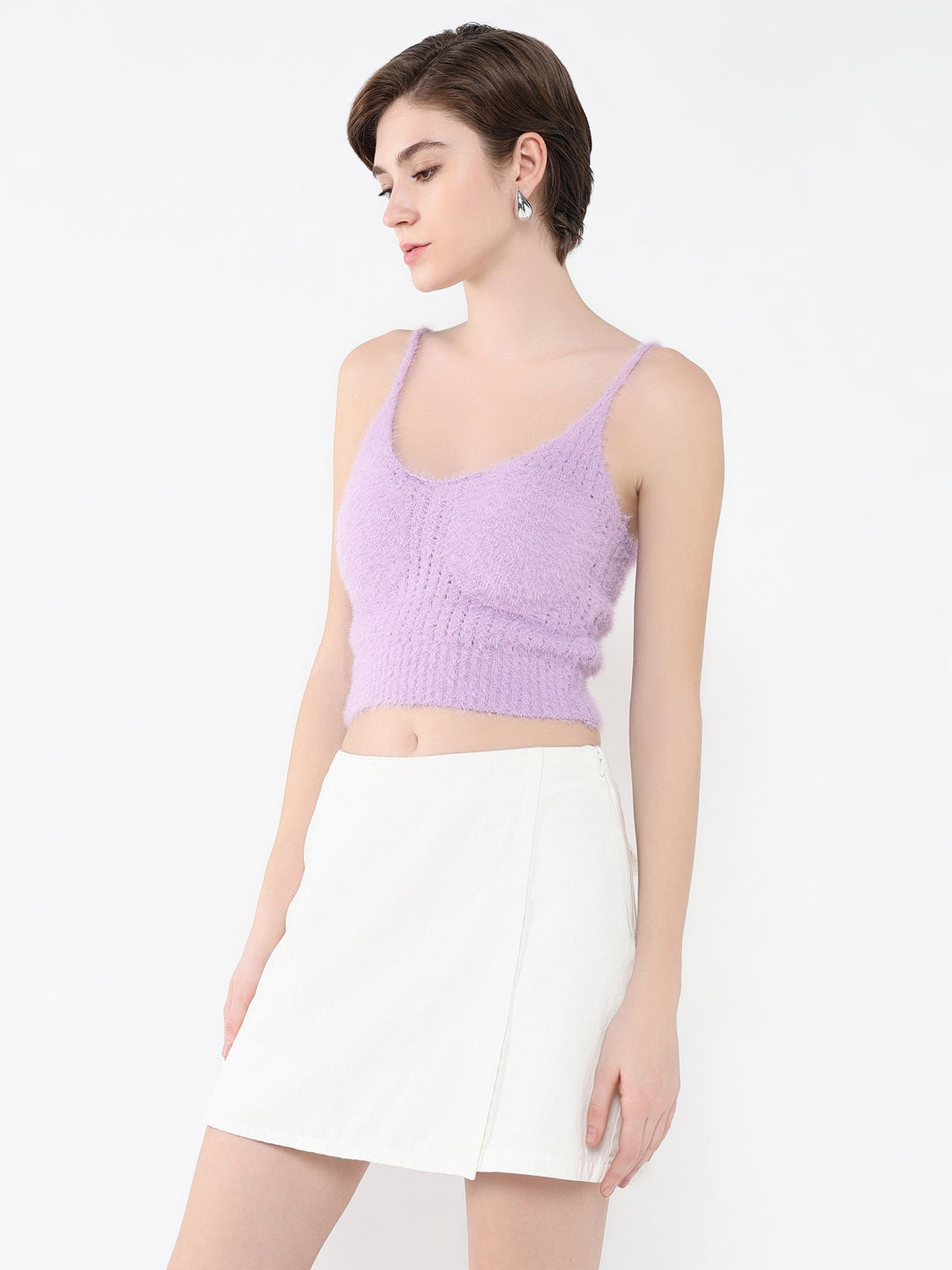 Women Solid Purple Top